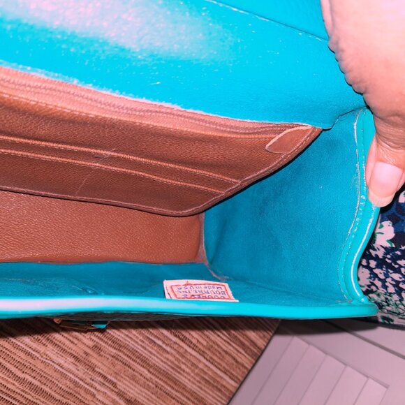 Dooney & Bourke Blue Carpet Bag Hand Painted Turquoise Crossbody Bag Vintage - Picture 14 of 16